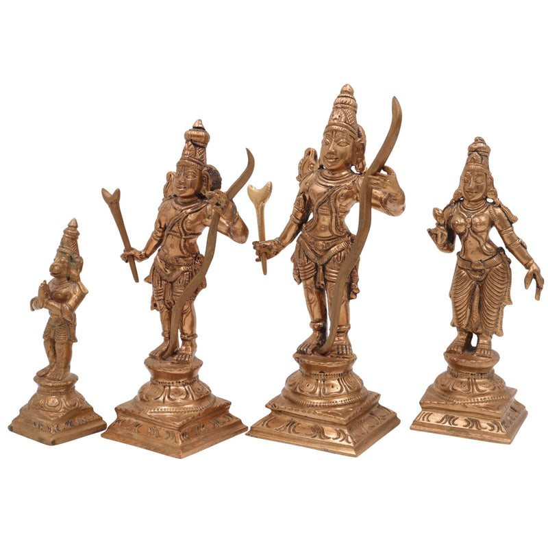 Shree Ram Darbar Panchaloha Bronze Idol – Ram Sita Lakshman Hanuman Murti | Handcrafted Chola Art Ram Parivar Statue for Temple & Home Decor,Gold, 6 Inch, 1 Piece