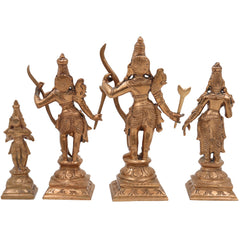 Shree Ram Darbar Panchaloha Bronze Idol – Ram Sita Lakshman Hanuman Murti | Handcrafted Chola Art Ram Parivar Statue for Temple & Home Decor,Gold, 6 Inch, 1 Piece