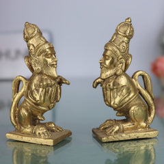 Handcrafted Bronze Purushamruga Yali Idol – Panchaloha Vyala Simhamukha Shardula Chola Art Temple Sculpture for Vastu & Home Décor,Gold, 3 Inch, 1 Piece