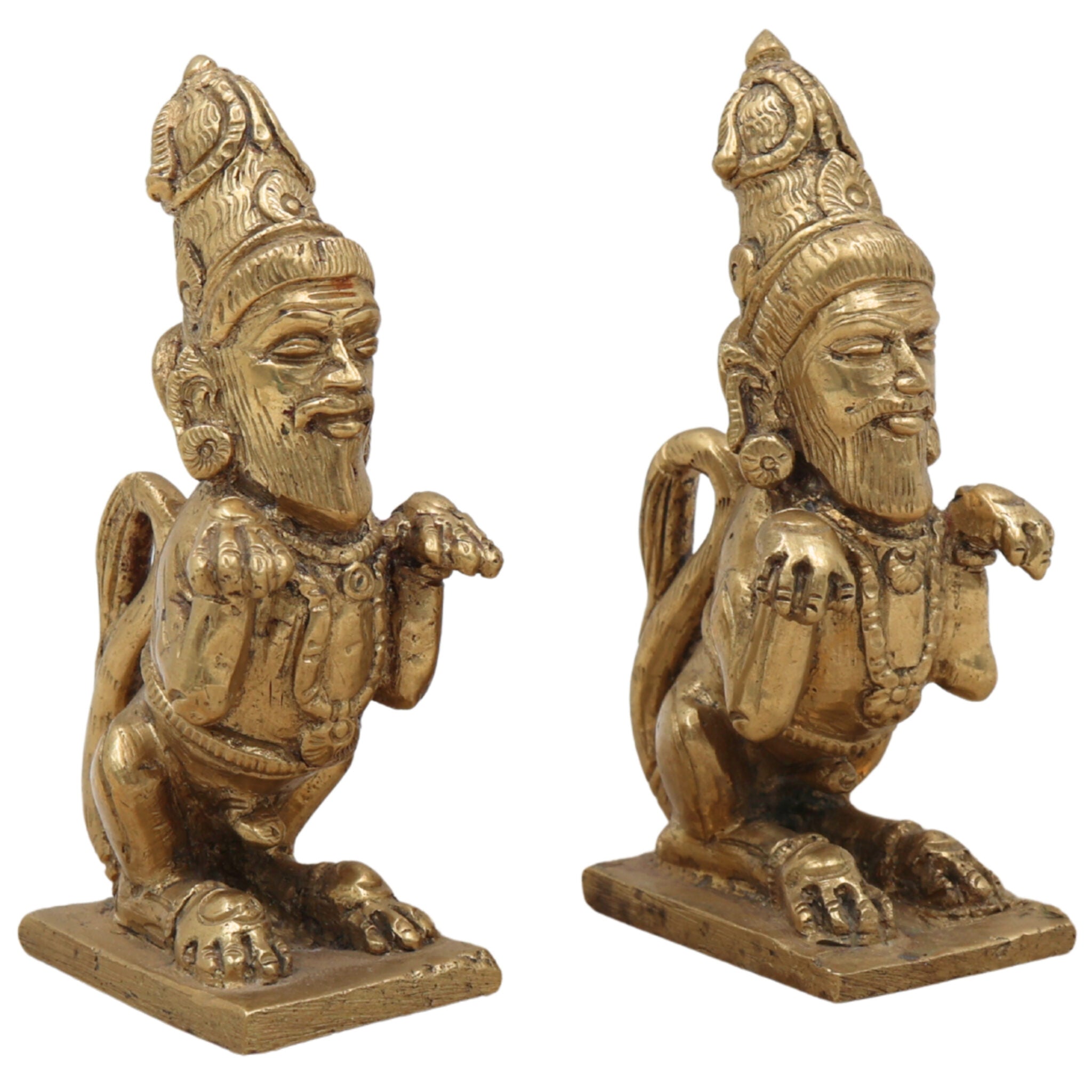 Handcrafted Bronze Purushamruga Yali Idol – Panchaloha Vyala Simhamukha Shardula Chola Art Temple Sculpture for Vastu & Home Décor,Gold, 3 Inch, 1 Piece