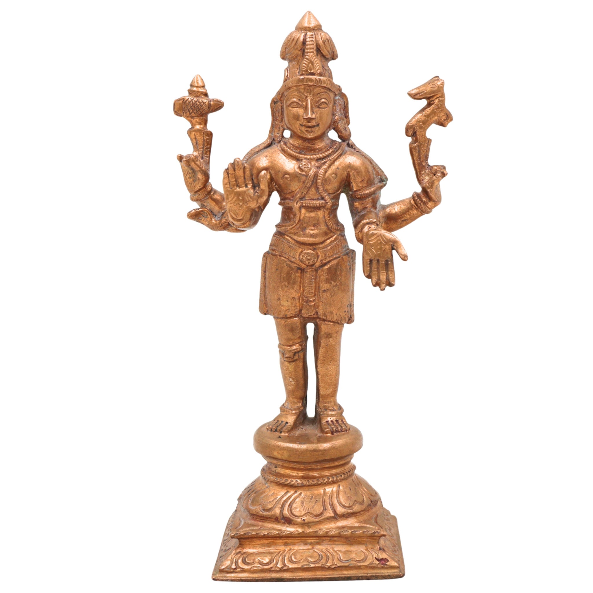 Handmade Panchaloha Bronze Shiva Idol | Mahadev Murti, Shambhu Statue, Bholenath Sculpture, Chola Art, Divine Hindu Deity,Gold, 6 Inch, 1 Piece