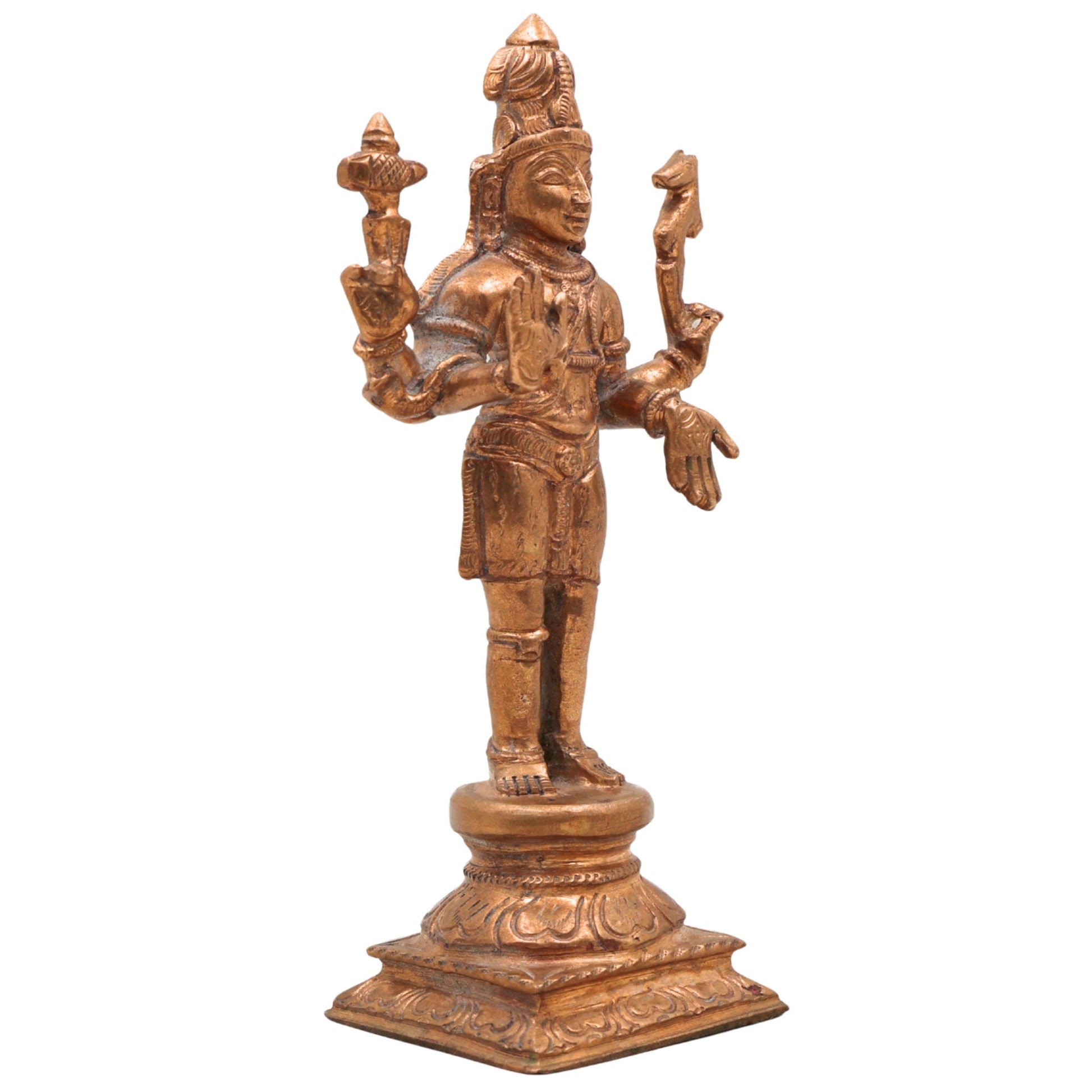 Handmade Panchaloha Bronze Shiva Idol | Mahadev Murti, Shambhu Statue, Bholenath Sculpture, Chola Art, Divine Hindu Deity,Gold, 6 Inch, 1 Piece