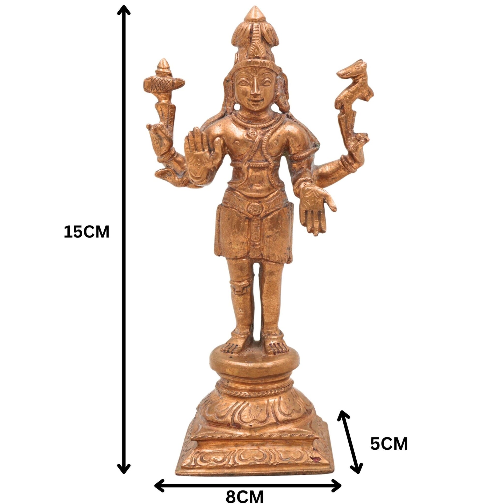 Handmade Panchaloha Bronze Shiva Idol | Mahadev Murti, Shambhu Statue, Bholenath Sculpture, Chola Art, Divine Hindu Deity,Gold, 6 Inch, 1 Piece