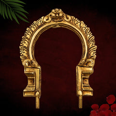 Brass Prabhavali Frame Arch Wall Hanging, Prabhawali for Deity, Temple Home Decor, Brass Backplate for Idol, Prabhaval Prabhawal, Gold, 6 Inch, 1 Piece