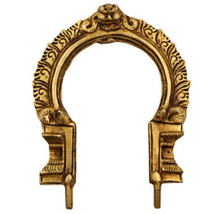Brass Prabhavali Frame Arch Wall Hanging, Prabhawali for Deity, Temple Home Decor, Brass Backplate for Idol, Prabhaval Prabhawal, Gold, 6 Inch, 1 Piece