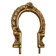 Brass Prabhavali Frame Arch Wall Hanging, Prabhawali for Deity, Temple Home Decor, Brass Backplate for Idol, Prabhaval Prabhawal, Gold, 6 Inch, 1 Piece