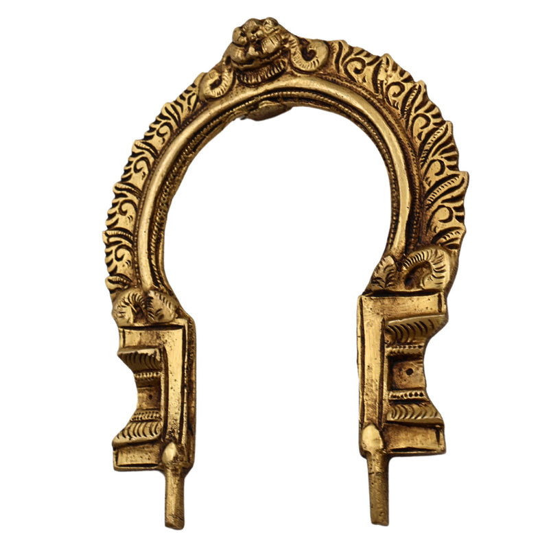 Brass Prabhavali Frame Arch Wall Hanging, Prabhawali for Deity, Temple Home Decor, Brass Backplate for Idol, Prabhaval Prabhawal, Gold, 6 Inch, 1 Piece