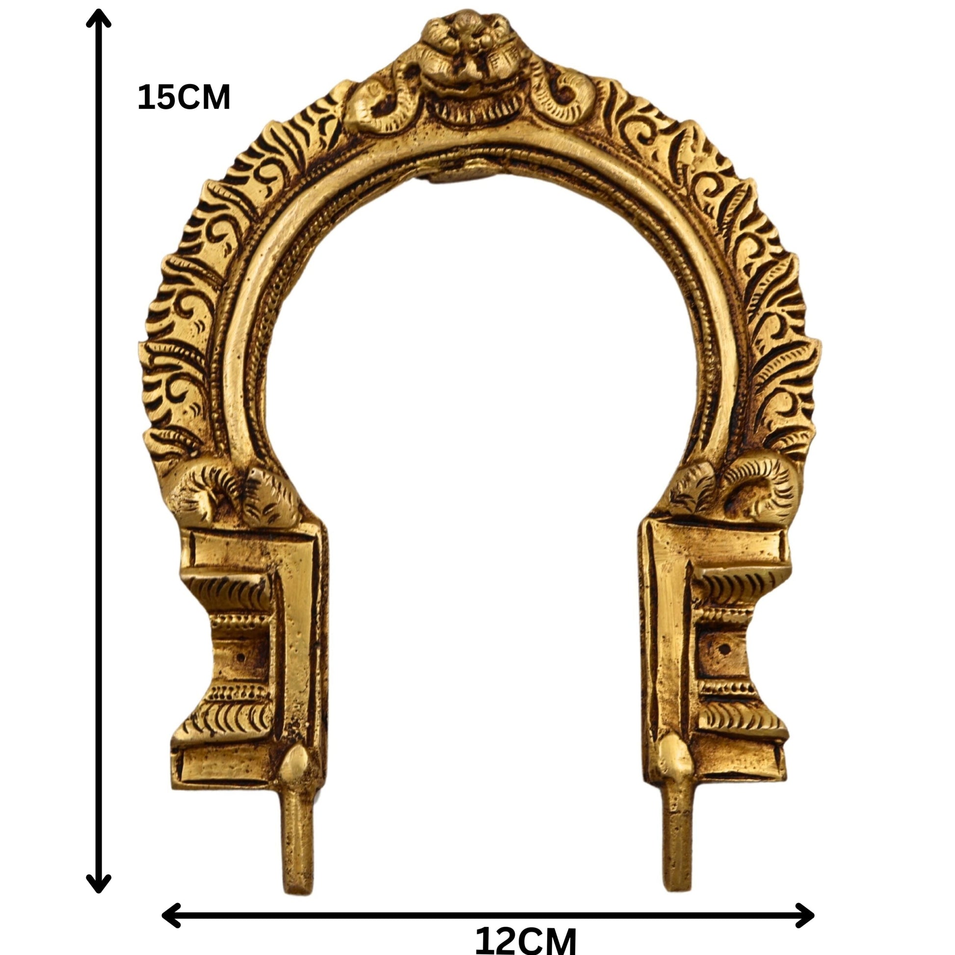 Brass Prabhavali Frame Arch Wall Hanging, Prabhawali for Deity, Temple Home Decor, Brass Backplate for Idol, Prabhaval Prabhawal, Gold, 6 Inch, 1 Piece