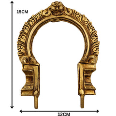 Brass Prabhavali Frame Arch Wall Hanging, Prabhawali for Deity, Temple Home Decor, Brass Backplate for Idol, Prabhaval Prabhawal, Gold, 6 Inch, 1 Piece