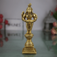Brass Deepalakshmi Diya Lady, Deepa Lakshmi Idol, Vilakku Lakshmi Statue, Kuthu Vilakku Deepam Lady, Traditional Pital Deepa Devi Murti for Pooja & Home,Gold, 7 Inch, 1 Piece