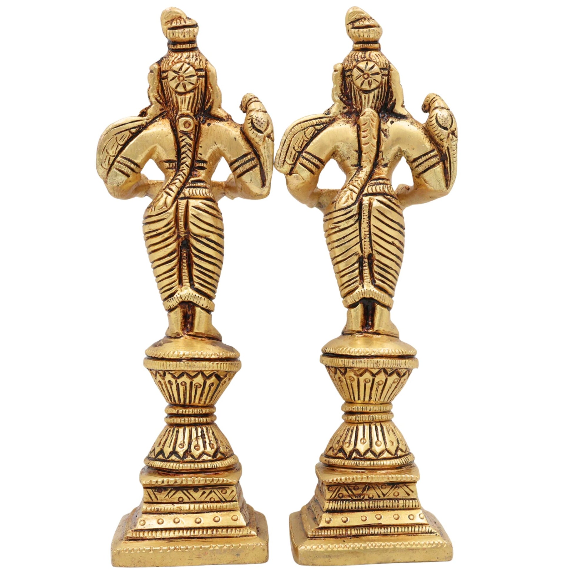 Brass Diya Lady Deepalakshmi Idol, Deepa Lakshmi Vilakku Amma Statue, Kuthu Vilakku Deepam Achi Pital Deepa Devi Murti, Set Of 2,Gold, 7 Inch, 2 Piece