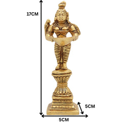 Brass Diya Lady Deepalakshmi Idol, Deepa Lakshmi Vilakku Amma Statue, Kuthu Vilakku Deepam Achi Pital Deepa Devi Murti, Set Of 2,Gold, 7 Inch, 2 Piece