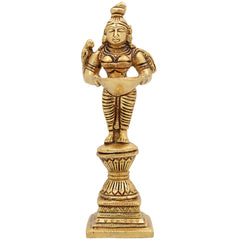Brass Deepalakshmi Diya Lady, Deepa Lakshmi Idol, Vilakku Lakshmi Statue, Kuthu Vilakku Deepam Lady, Traditional Pital Deepa Devi Murti for Pooja & Home,Gold, 7 Inch, 1 Piece