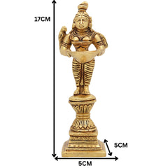 Brass Deepalakshmi Diya Lady, Deepa Lakshmi Idol, Vilakku Lakshmi Statue, Kuthu Vilakku Deepam Lady, Traditional Pital Deepa Devi Murti for Pooja & Home,Gold, 7 Inch, 1 Piece