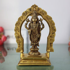 Brass Venkateshwara Balaji Idol with Prabhavali | Srinivasa Govinda Tirupati Balaji Statue for Home Decor, Temple Puja & Gifts,Gold, 8 Inch, 1 Piece