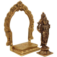 Brass Venkateshwara Balaji Idol with Prabhavali | Srinivasa Govinda Tirupati Balaji Statue for Home Decor, Temple Puja & Gifts,Gold, 8 Inch, 1 Piece