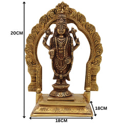 Brass Venkateshwara Balaji Idol with Prabhavali | Srinivasa Govinda Tirupati Balaji Statue for Home Decor, Temple Puja & Gifts,Gold, 8 Inch, 1 Piece