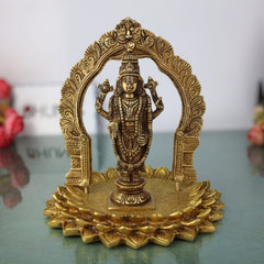 Brass Venkateshwara Balaji Idol | Tirupati Srinivasa Govinda Statue | Pittal Peetal Hindu God Murti for Home Temple Pooja & Decor,Gold, 8 Inch, 1 Piece