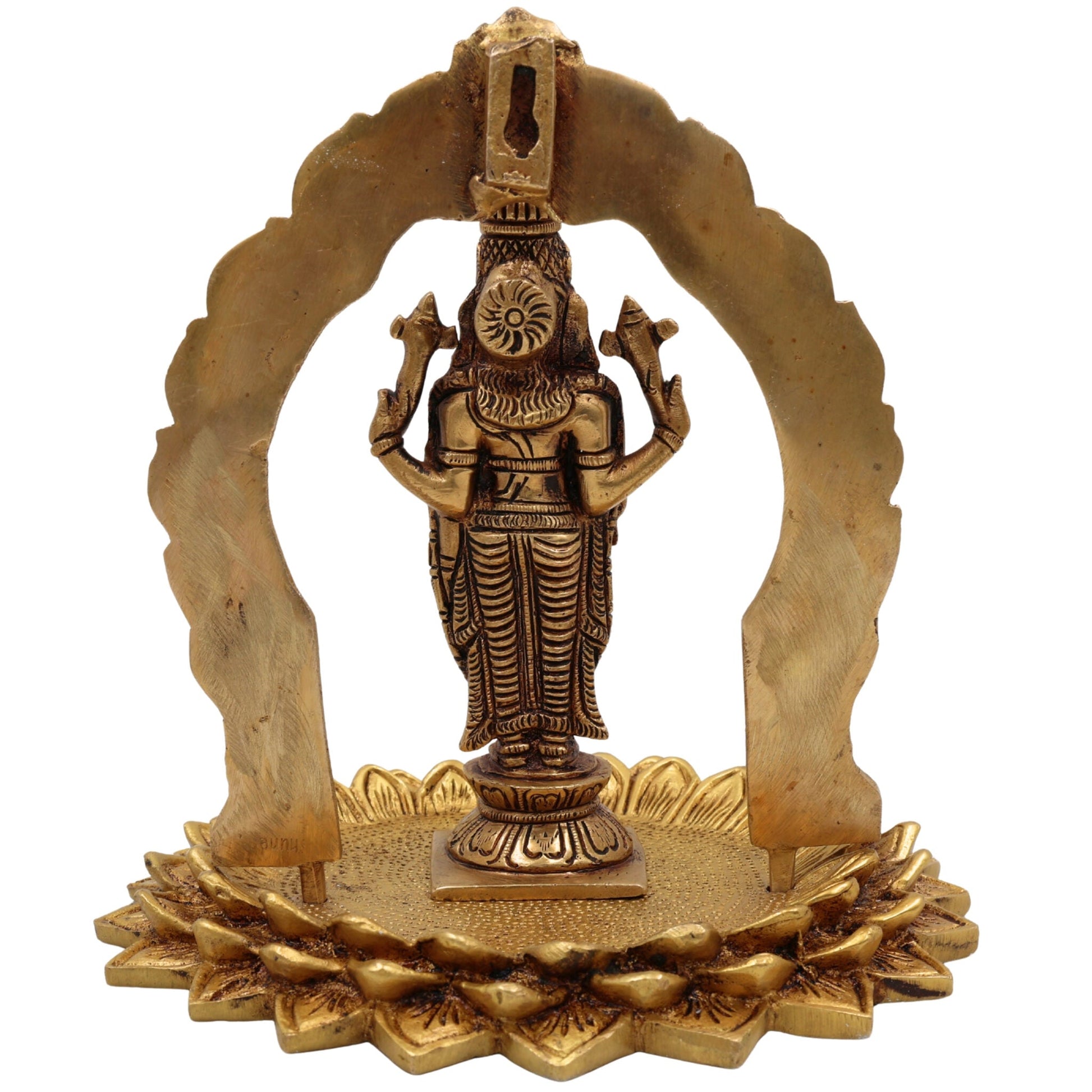 Brass Venkateshwara Balaji Idol | Tirupati Srinivasa Govinda Statue | Pittal Peetal Hindu God Murti for Home Temple Pooja & Decor,Gold, 8 Inch, 1 Piece