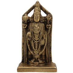 Brass Venkateswara Idol | Balaji Murti | Srinivasa Vigraha | Govinda Pratima | Narayana Pooja Statue | Temple & Home Decor | Gift Murti,Gold, 9 Inch, 1 Piece