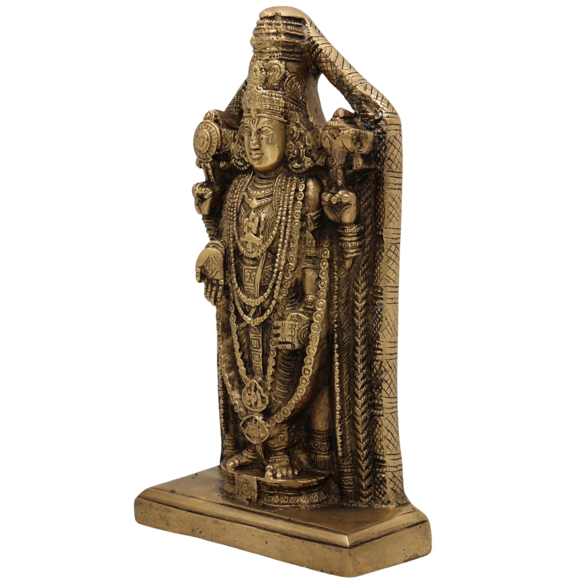 Brass Venkateswara Idol | Balaji Murti | Srinivasa Vigraha | Govinda Pratima | Narayana Pooja Statue | Temple & Home Decor | Gift Murti,Gold, 9 Inch, 1 Piece