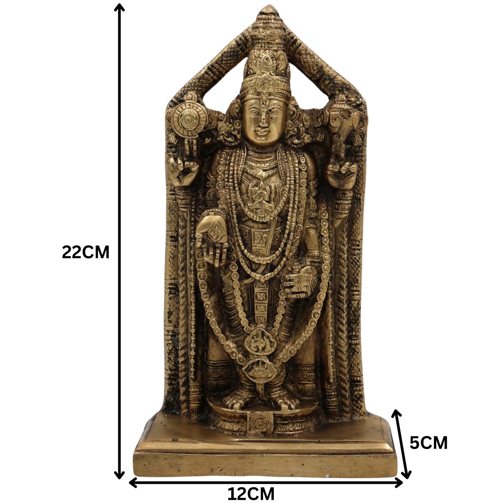 Brass Venkateswara Idol | Balaji Murti | Srinivasa Vigraha | Govinda Pratima | Narayana Pooja Statue | Temple & Home Decor | Gift Murti,Gold, 9 Inch, 1 Piece