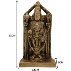 Brass Venkateswara Idol | Balaji Murti | Srinivasa Vigraha | Govinda Pratima | Narayana Pooja Statue | Temple & Home Decor | Gift Murti,Gold, 9 Inch, 1 Piece