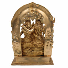 Brass Shiv Pariwar Idol with Shiva Lingam – Lord Shiva Family Murti | Pital Shiv Parivar Statue for Home Temple, Pooja & Deco,Gold, 12 Inch, 1 Piece