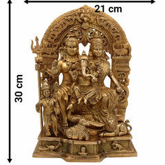 Brass Shiv Pariwar Idol with Shiva Lingam – Lord Shiva Family Murti | Pital Shiv Parivar Statue for Home Temple, Pooja & Deco,Gold, 12 Inch, 1 Piece