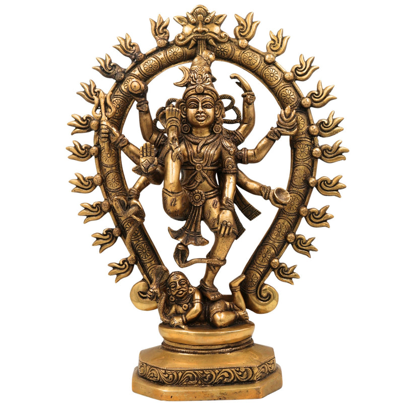 Brass Handcrafted Nataraja Idol | Dancing Shiva Murti, Ananda Tandava Statue, Cosmic Tandava Shiva, Lord of Dance, Home & Temple Decor,Gold, 17 Inch, 1 Piece