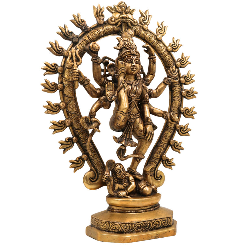 Brass Handcrafted Nataraja Idol | Dancing Shiva Murti, Ananda Tandava Statue, Cosmic Tandava Shiva, Lord of Dance, Home & Temple Decor,Gold, 17 Inch, 1 Piece