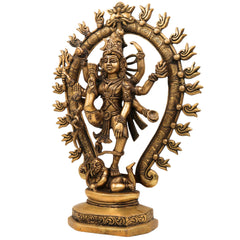 Brass Handcrafted Nataraja Idol | Dancing Shiva Murti, Ananda Tandava Statue, Cosmic Tandava Shiva, Lord of Dance, Home & Temple Decor,Gold, 17 Inch, 1 Piece