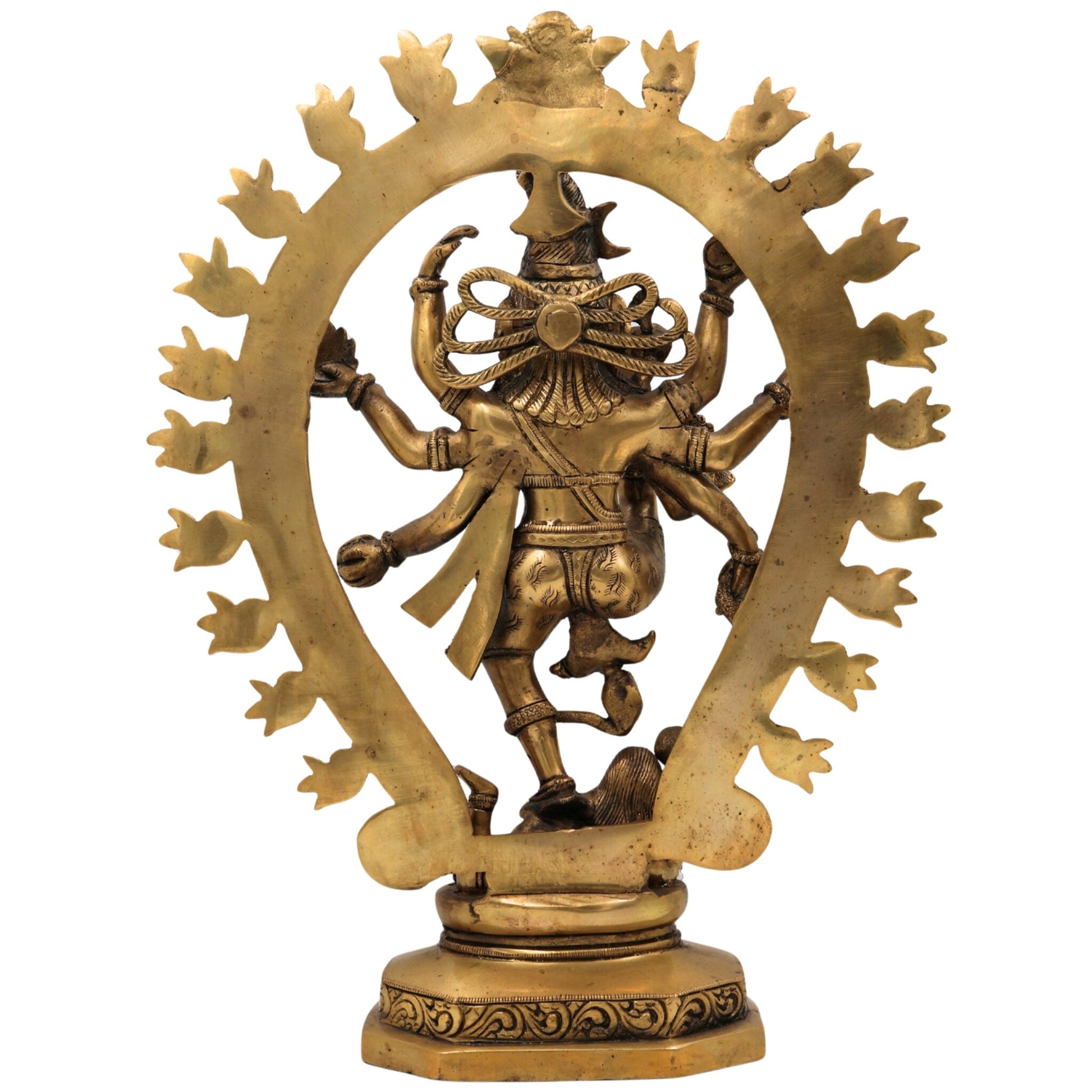 Brass Handcrafted Nataraja Idol | Dancing Shiva Murti, Ananda Tandava Statue, Cosmic Tandava Shiva, Lord of Dance, Home & Temple Decor,Gold, 17 Inch, 1 Piece