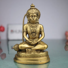 Brass Hanuman Idol for Home Temple – Maruti, Anjaneya, Bajrangbali, Pavanputra Murti for Pooja & Gifting | Handmade Copper Finish Statue,Gold, 7.5 Inch, 1 Piece