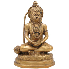 Brass Hanuman Idol for Home Temple – Maruti, Anjaneya, Bajrangbali, Pavanputra Murti for Pooja & Gifting | Handmade Copper Finish Statue,Gold, 7.5 Inch, 1 Piece