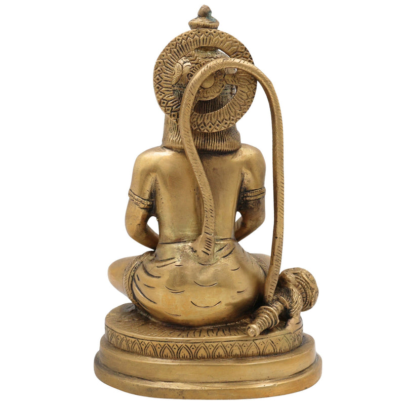 Brass Hanuman Idol for Home Temple – Maruti, Anjaneya, Bajrangbali, Pavanputra Murti for Pooja & Gifting | Handmade Copper Finish Statue,Gold, 7.5 Inch, 1 Piece