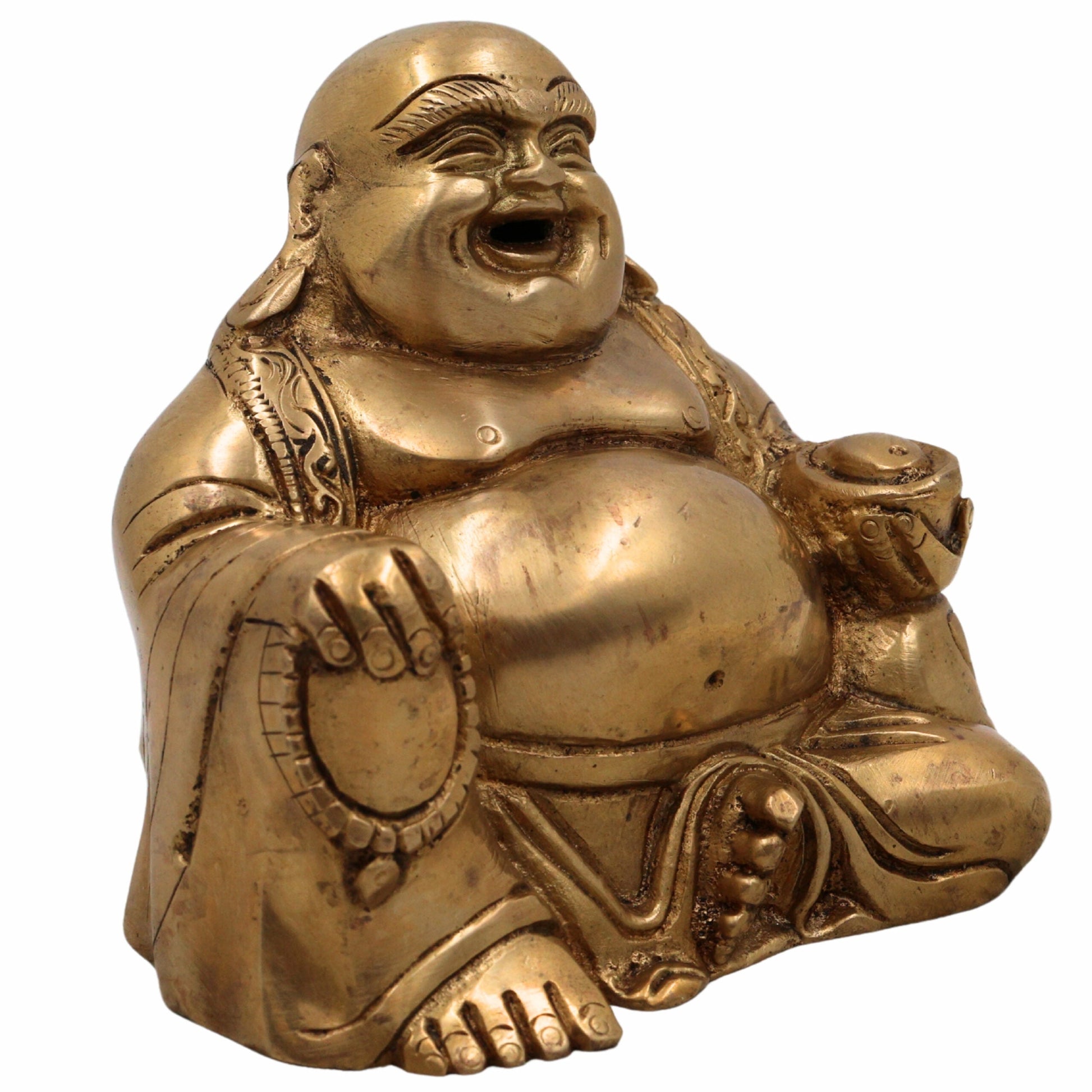 Brass Lord Kubera Idol | Kuber Murti Kuvera Vigraha Vaisravana Statue | Wealth God Dhanapati Pooja Sculpture for Home Temple Decor,Gold, 4.5 Inch, 1 Piece