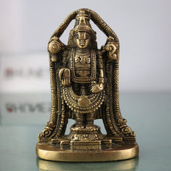 Venkateswara Balaji Brass Idol | Srinivasa Murti | Govinda Vishnu Statue | Narayana Balaji Moorthi | Pooja Home Decor Spiritual Sculpture,Gold, 5 Inch, 1 Piece
