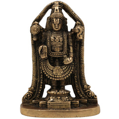 Venkateswara Balaji Brass Idol | Srinivasa Murti | Govinda Vishnu Statue | Narayana Balaji Moorthi | Pooja Home Decor Spiritual Sculpture,Gold, 5 Inch, 1 Piece