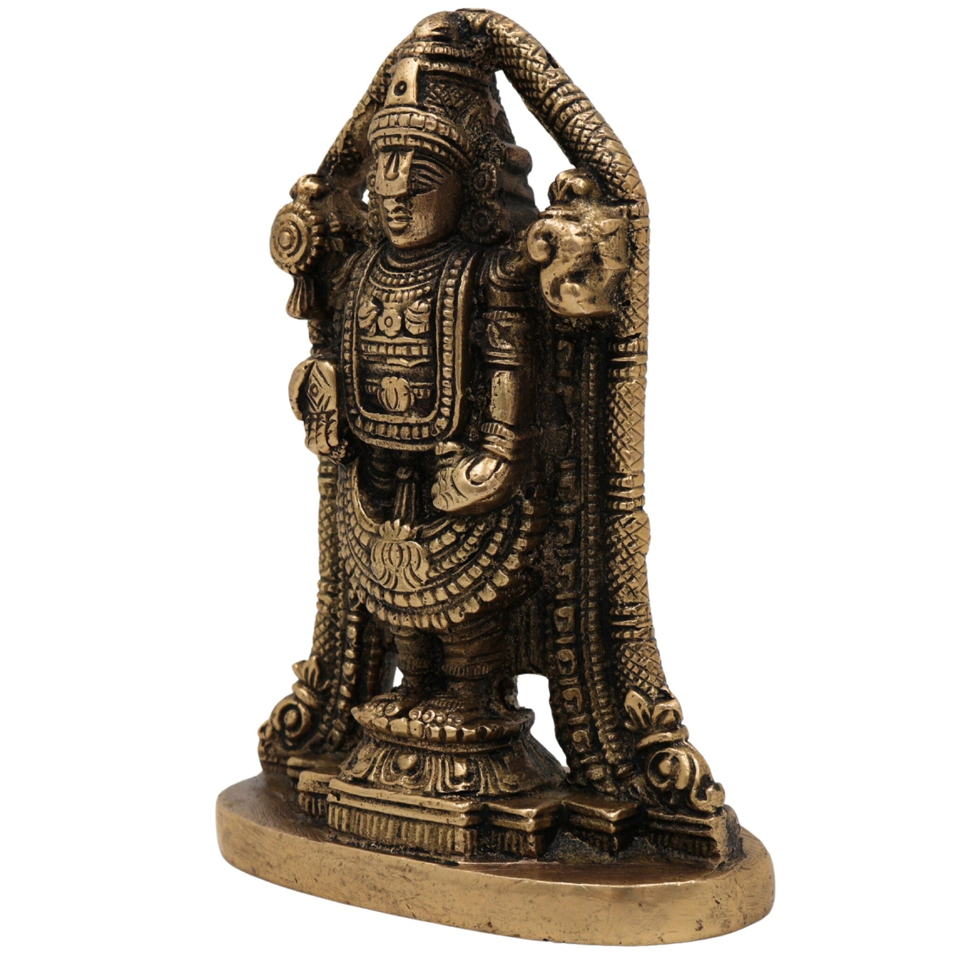Venkateswara Balaji Brass Idol | Srinivasa Murti | Govinda Vishnu Statue | Narayana Balaji Moorthi | Pooja Home Decor Spiritual Sculpture,Gold, 5 Inch, 1 Piece