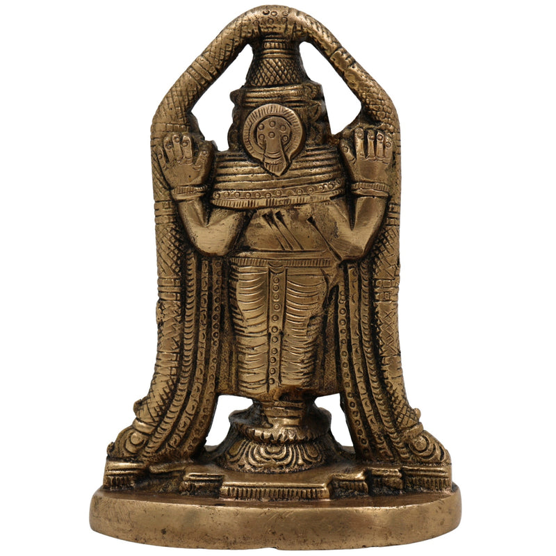 Venkateswara Balaji Brass Idol | Srinivasa Murti | Govinda Vishnu Statue | Narayana Balaji Moorthi | Pooja Home Decor Spiritual Sculpture,Gold, 5 Inch, 1 Piece