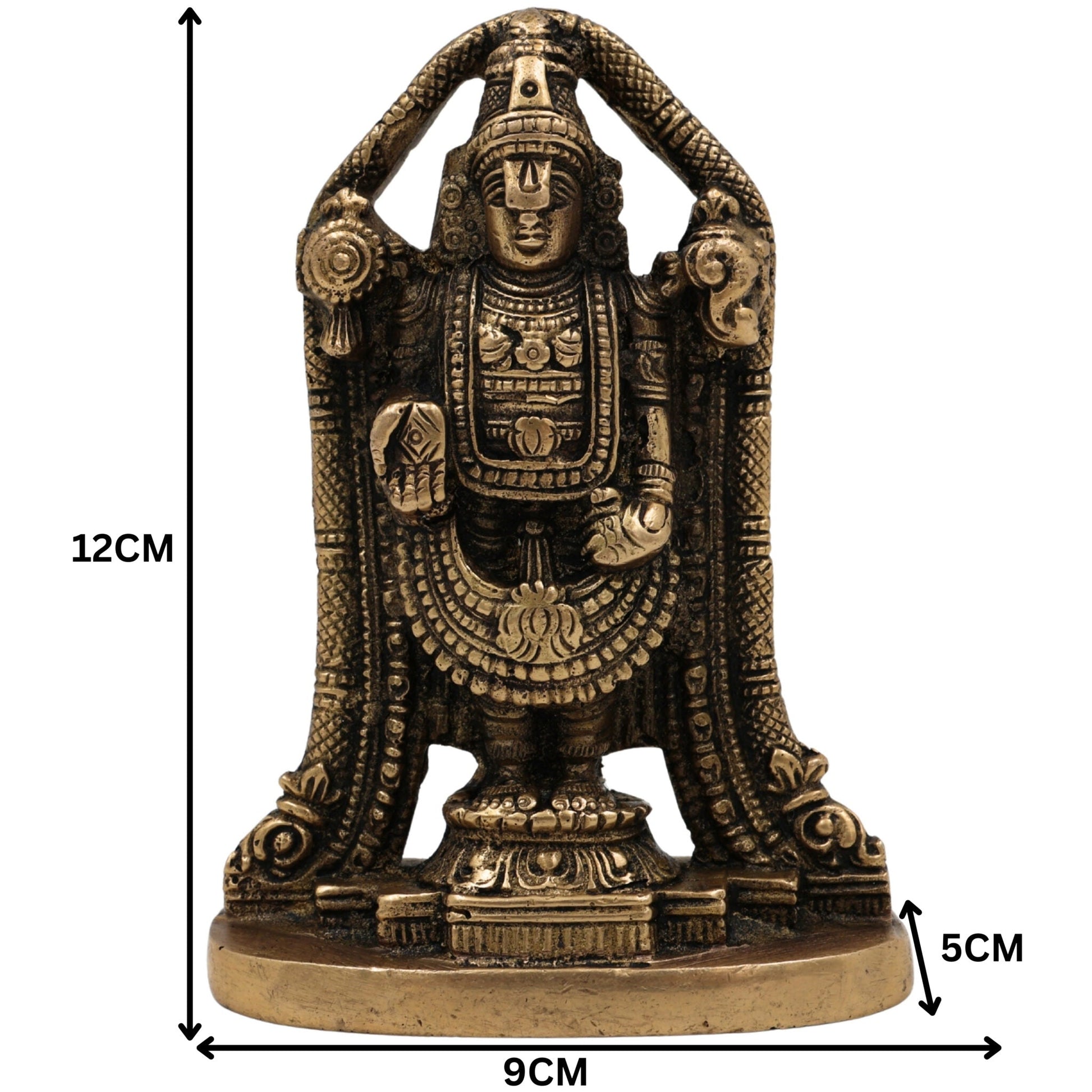 Venkateswara Balaji Brass Idol | Srinivasa Murti | Govinda Vishnu Statue | Narayana Balaji Moorthi | Pooja Home Decor Spiritual Sculpture,Gold, 5 Inch, 1 Piece