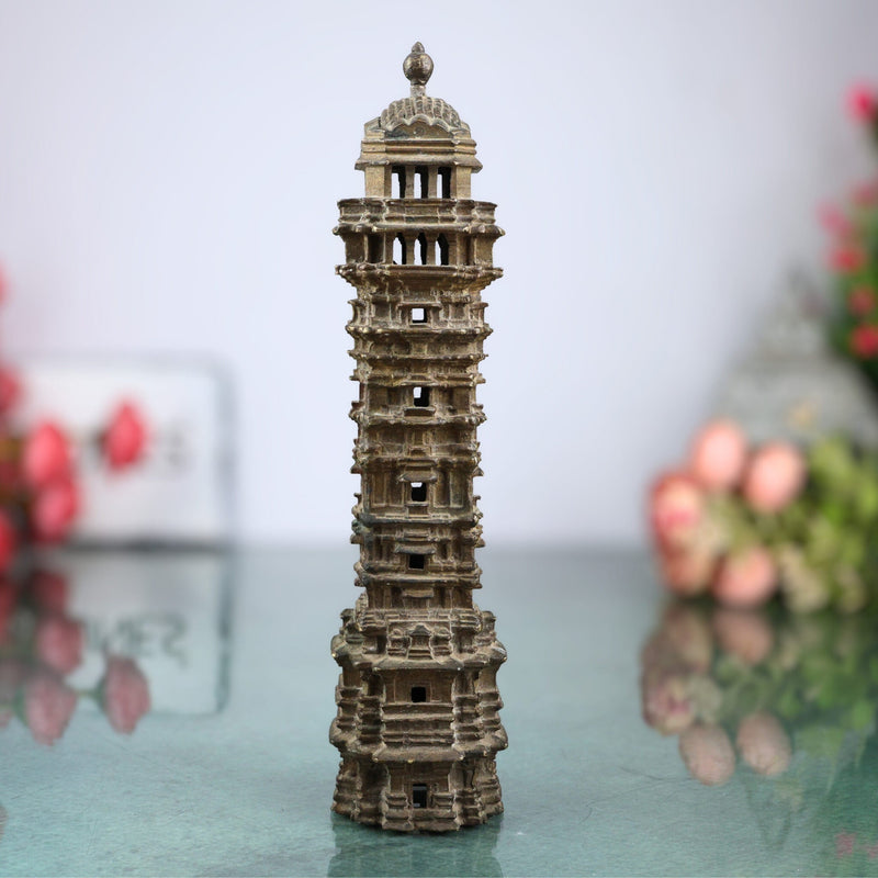 Bhunes Brass Antique Temple Showpeice, Mandir For Living Room Pooja Decoration Religious Home Décor, Temple, Home Temple, Mandap, Gopuram,Gold, 8 Inch, 1 Piece