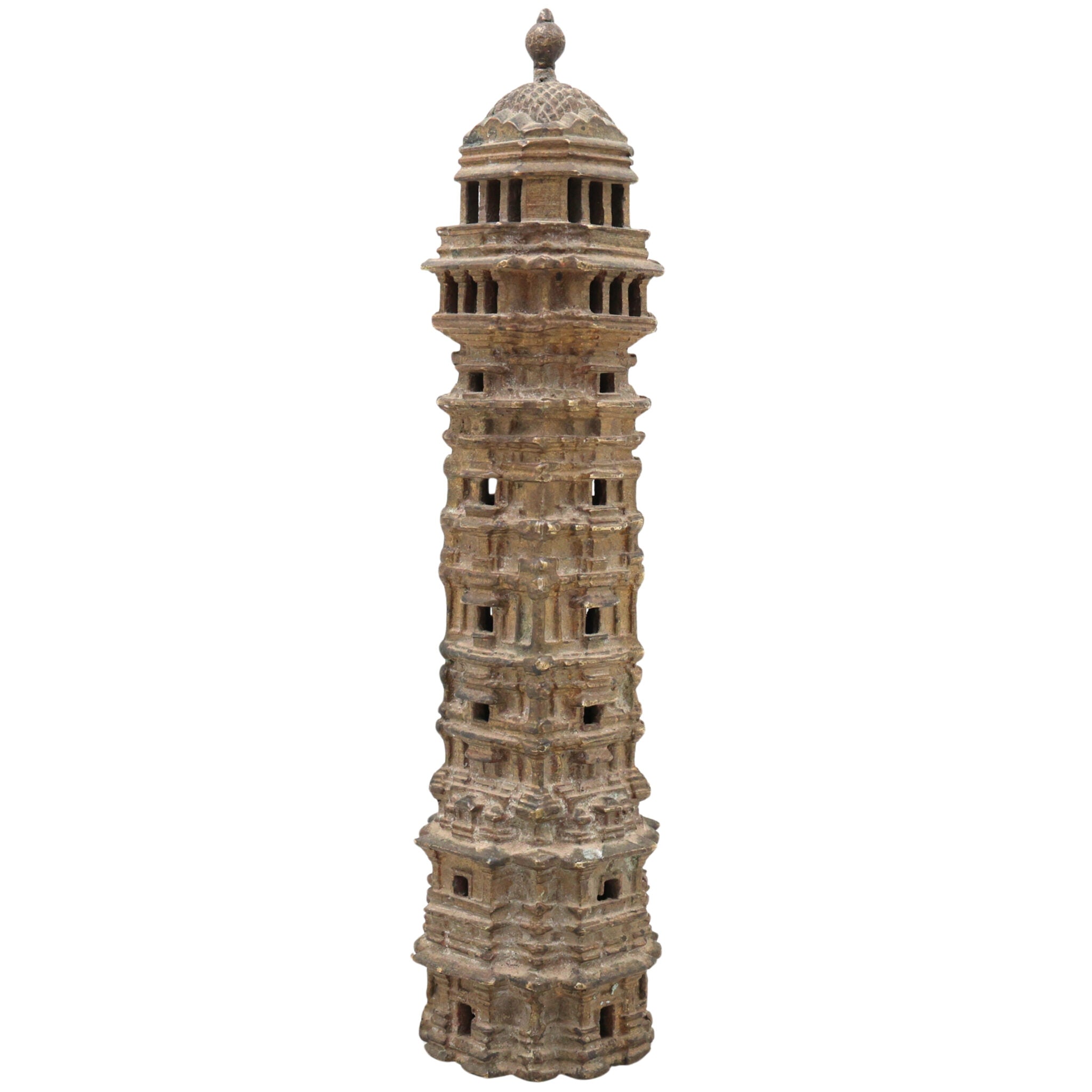 Bhunes Brass Antique Temple Showpeice, Mandir For Living Room Pooja Decoration Religious Home Décor, Temple, Home Temple, Mandap, Gopuram,Gold, 8 Inch, 1 Piece