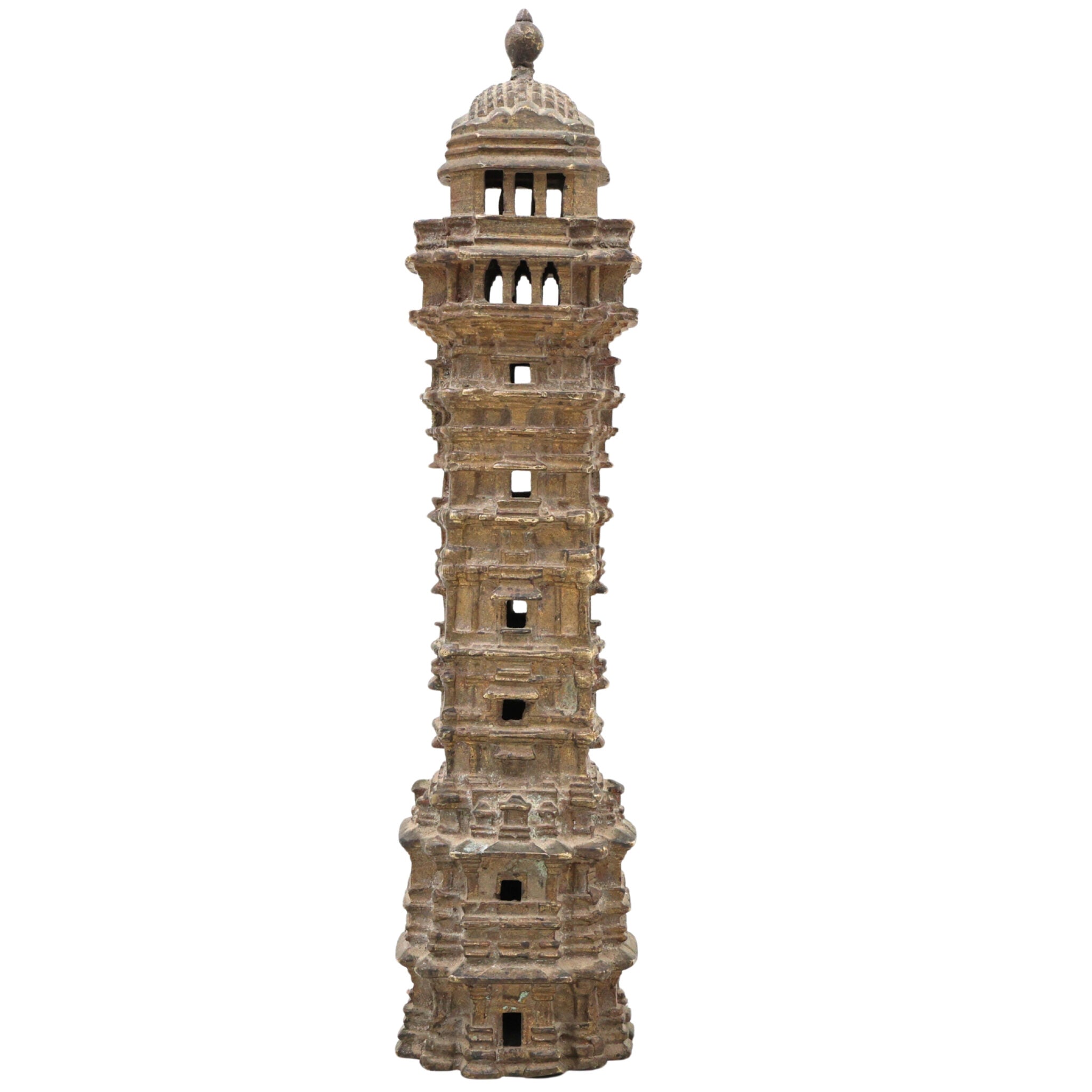 Bhunes Brass Antique Temple Showpeice, Mandir For Living Room Pooja Decoration Religious Home Décor, Temple, Home Temple, Mandap, Gopuram,Gold, 8 Inch, 1 Piece
