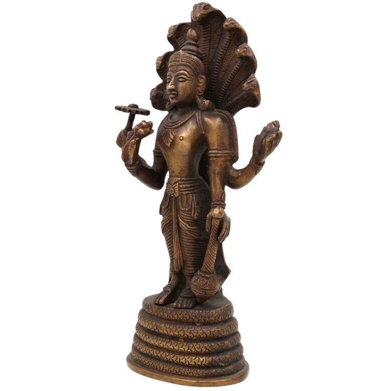 Brass Vishnu Idol | Narayana Murti | Venkateswara Statue | Balaji Moorthi | Govinda Vigraha | Padmanabha Murti | Home Decor & Pooja Idol | Handcrafted ,Gold, 9.5 Inch, 1 Piece