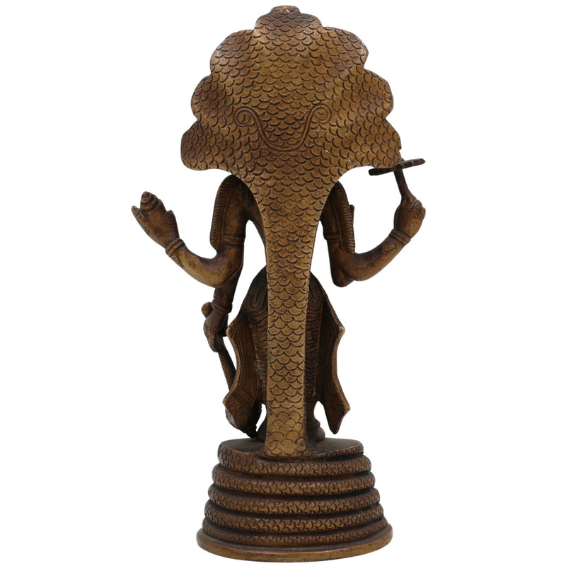 Brass Vishnu Idol | Narayana Murti | Venkateswara Statue | Balaji Moorthi | Govinda Vigraha | Padmanabha Murti | Home Decor & Pooja Idol | Handcrafted ,Gold, 9.5 Inch, 1 Piece