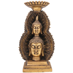Brass Buddha Head Idol, Meditating Lord Buddha Face Murti, Spiritual Buddha Statue for Home, Pooja & Meditation Decor,Gold, 12 Inch, 1 Piece