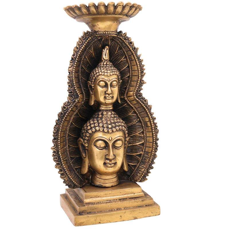 Brass Buddha Head Idol, Meditating Lord Buddha Face Murti, Spiritual Buddha Statue for Home, Pooja & Meditation Decor,Gold, 12 Inch, 1 Piece