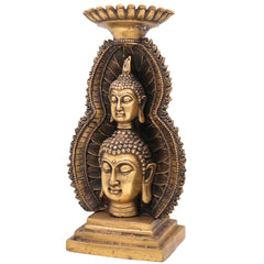 Brass Buddha Head Idol, Meditating Lord Buddha Face Murti, Spiritual Buddha Statue for Home, Pooja & Meditation Decor,Gold, 12 Inch, 1 Piece
